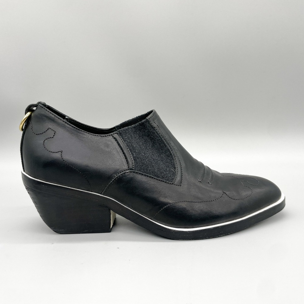 Rag & Bone Womens 41 Finlay Boots Black Leather Western Shootie Bootie Cowgirl